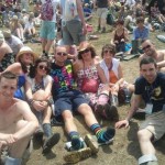 The gang enjoying the sun whilst waiting for bombay bicycle club